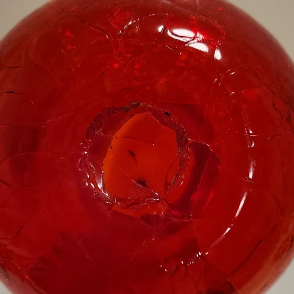 Vintage Hand Blown Ruby Red Crackled Glass Pitcher - Picture 13 of 16